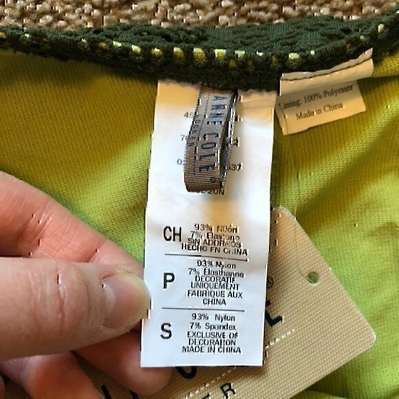 NEW NWT ANNE COLE LOCKER Olive Lime Green Crochet Mesh Bikini Swim Bottom Small - Picture 4 of 7
